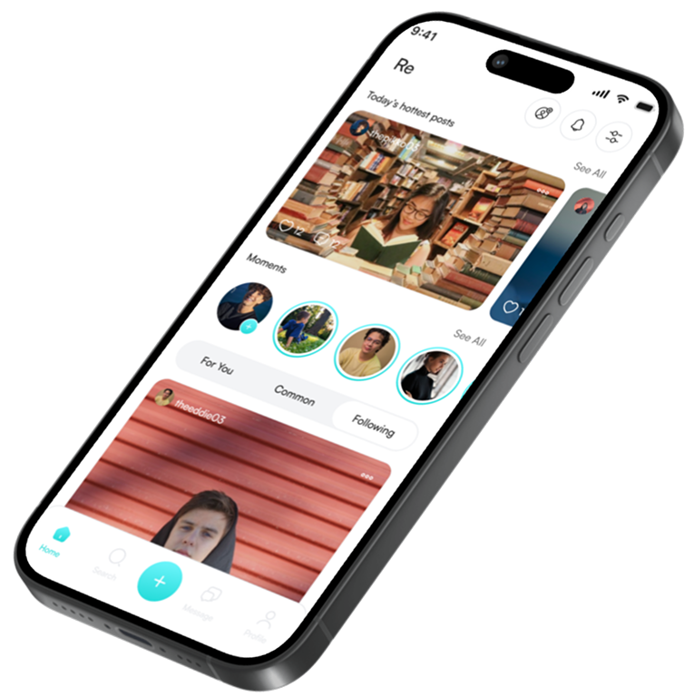 Re social app mobile mockup