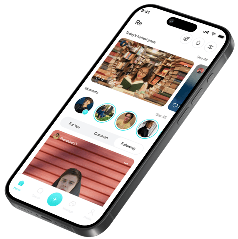 Re social app mobile mockup