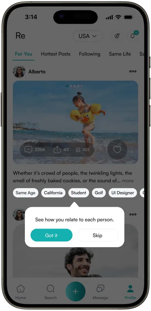 Personalized Re feed app preview inside a phone mockup