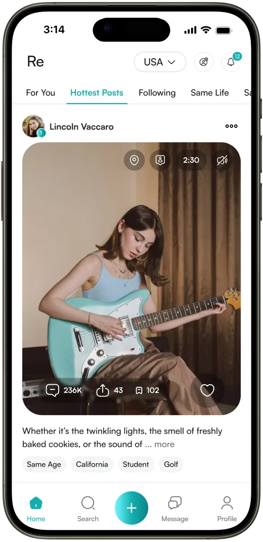 Hottest posts app preview inside a phone mockup
